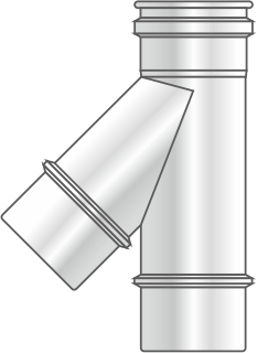 Stainless-steel tee M-H-H D=80 135ºL